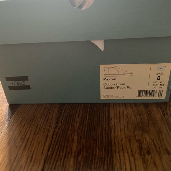 TOMS - Paxton - Sz 8 Women’s - Cobblestone Suede/Faux Fur -Brand New in Box - Picture 2 of 2
